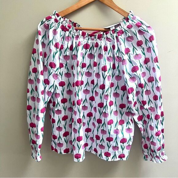 J Crew Floral Pink and Green Women's Top Sz M - Picture 2 of 6